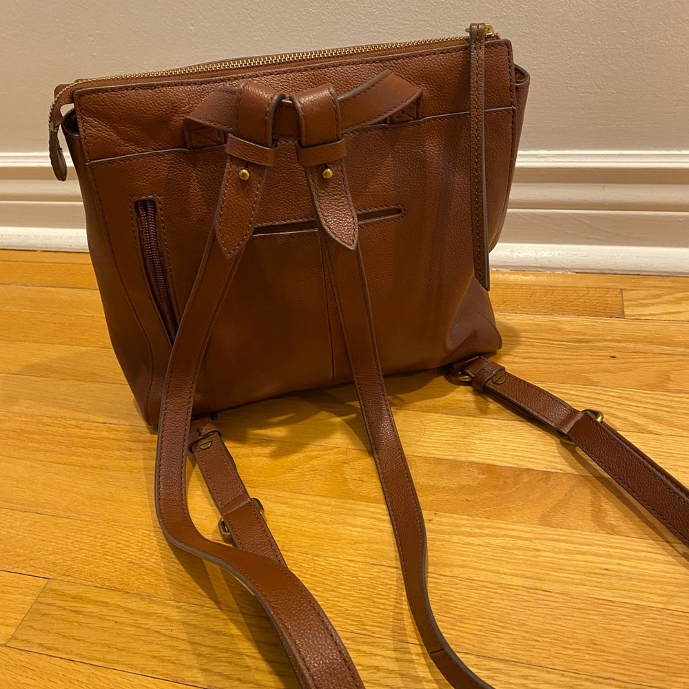 Fossil Brown Leather Backpack